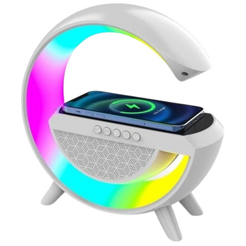 Lámpara Tipo G con Parlante Bluetooth: Iluminación, Música y Carga Inalámbrica