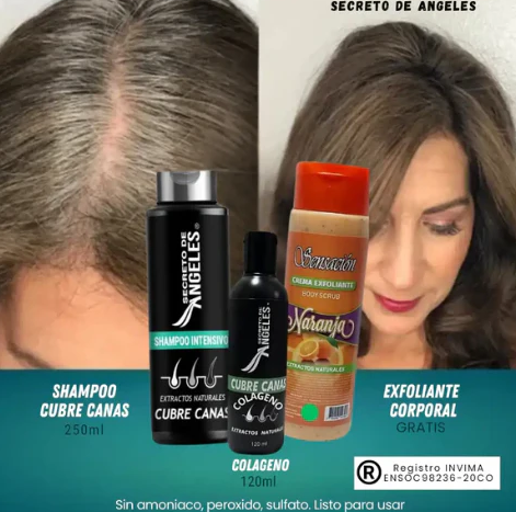 SHAMPOO VITACANAS™ COMBO 3 EN 1 – CUBRE CANAS, HIDRATA Y EXFOLIA + 2 REGALOS GRATIS