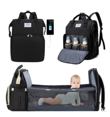 🎒👶 Pañalera Multifuncional 3 en 1 – Mochila, Cuna y Cambiador en un Solo Bolso
