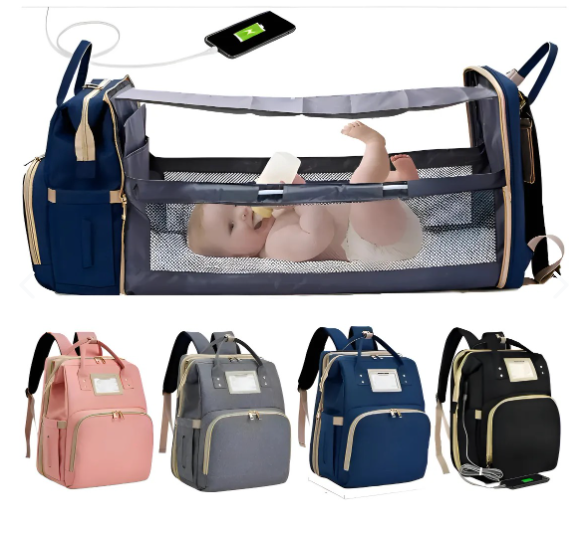 🎒👶 Pañalera Multifuncional 3 en 1 – Mochila, Cuna y Cambiador en un Solo Bolso