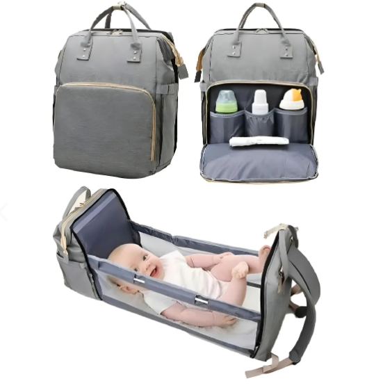 🎒👶 Pañalera Multifuncional 3 en 1 – Mochila, Cuna y Cambiador en un Solo Bolso