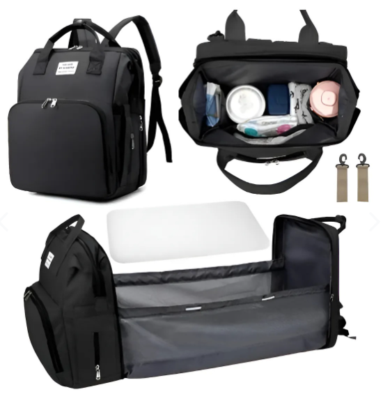 🎒👶 Pañalera Multifuncional 3 en 1 – Mochila, Cuna y Cambiador en un Solo Bolso