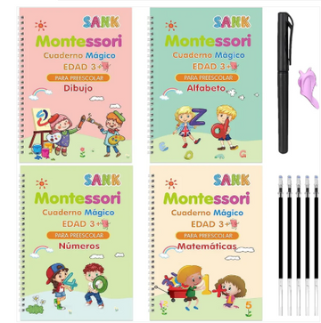 Cuaderno Mágico Montessori - Kit de 4 Libros Reutilizables