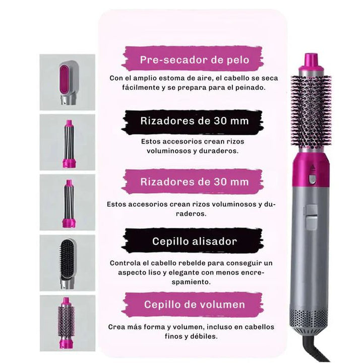 🔥 SECADOR Y ALISADOR 5 EN 1 – LOOK PROFESIONAL SIN SALIR DE CASA ✨🚀 ENVÍO GRATIS 📦😍