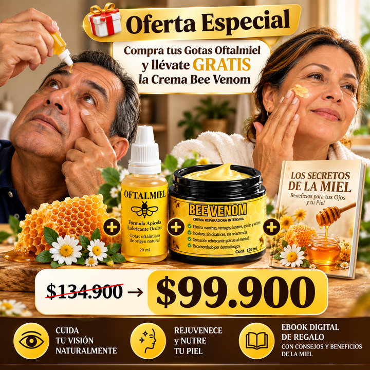 Kit Ritual de la Miel: Gotas Oftalmiel + GRATIS Crema Bee Venom+ Ebook
