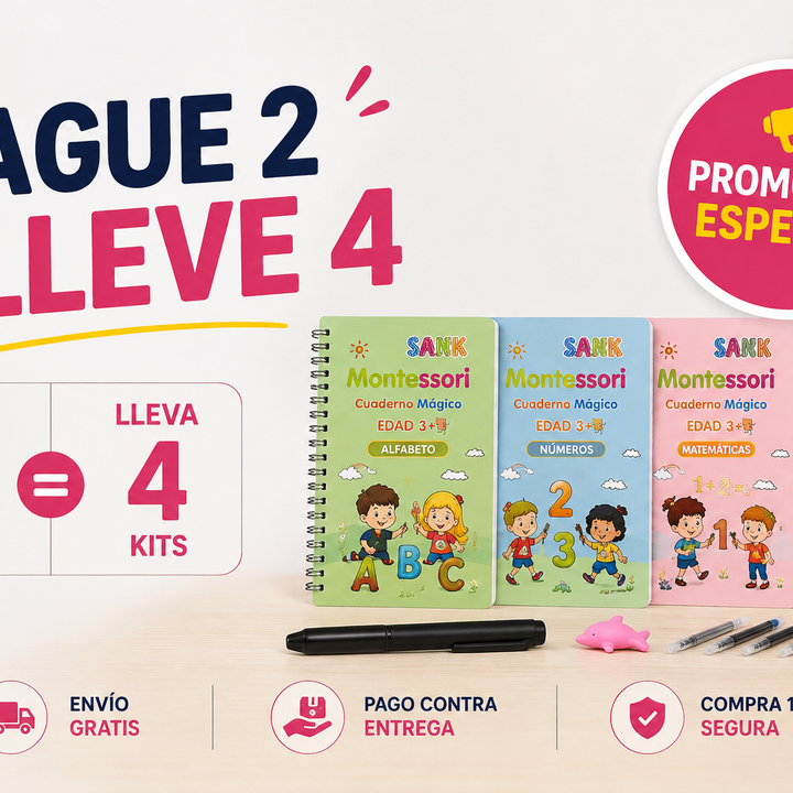 Cuaderno Mágico Montessori - Kit de 4 Libros Reutilizables