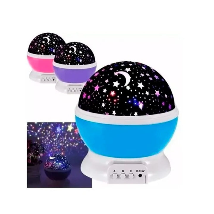 Lámpara Proyectora Rotatoria de Estrellas y Luna para Niños: Sueños Bajo las Estrellas