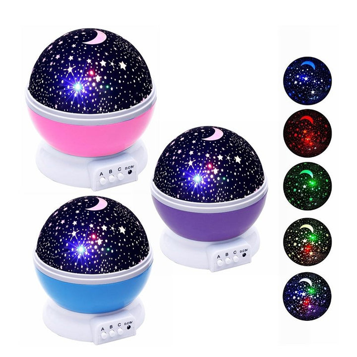 Lámpara Proyectora Rotatoria de Estrellas y Luna para Niños: Sueños Bajo las Estrellas