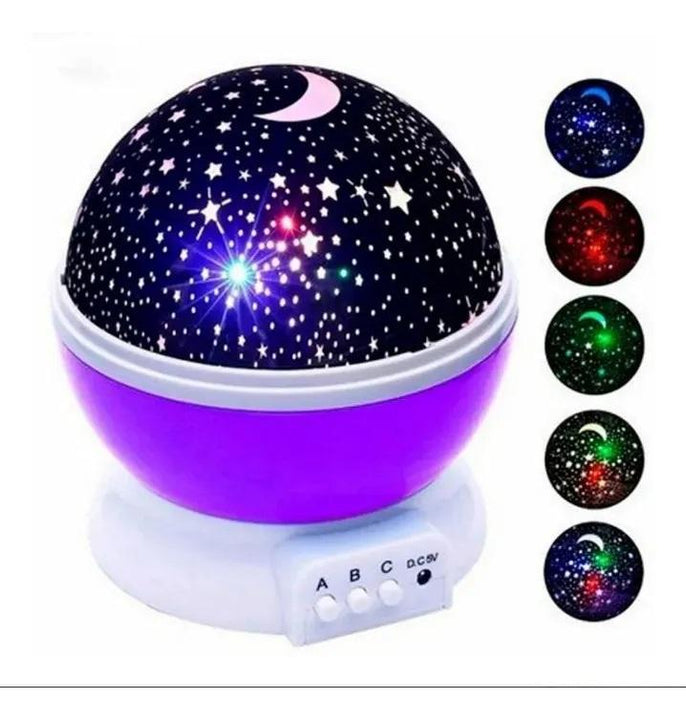Lámpara Proyectora Rotatoria de Estrellas y Luna para Niños: Sueños Bajo las Estrellas
